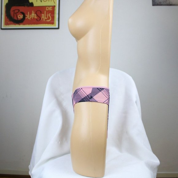 NWT La Senza Low Rise Thong Medium Plaid Pattern Pink & Black Panties P26 - Picture 4 of 4